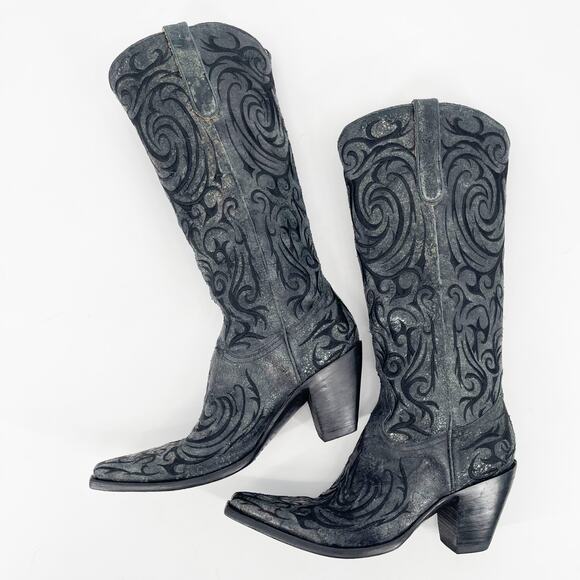Old Gringo Black Embroidered Madona Pointed Toe Western Cowgirl Boot size 9.5 - Picture 4 of 10